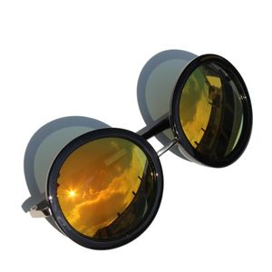Retro Sonnenbrille Verspiegelt schwarz gelb