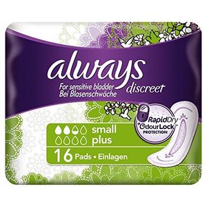 Always Discreet Inkontinenz Einlagen Small Plus bei Blasenschwäche, 16 Stück