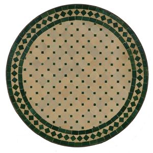 Casa Moro Mediterraner Gartentisch Mosaiktisch Ø 60cm rund grün raute H 73cm | Marokko Bistrotisch Mosaik Beistelltisch Balkontisch MT2027