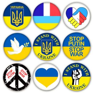 Melario 9 Stücke Ukraine Aufkleber Ukraine Flagge Anstecker Solidaritäts Ansteckbuttons Blau Gelb, Ukraine Flagge Brosche aus Metall für Männer Frauen
