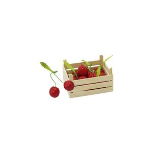 goki 51671 Kirschen in Obstkiste, Kiste: 13,6 x 10,6 x 6,8 cm,, rot/natur (1 Set)