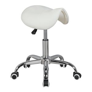 FineBuy MENTON - sedlová stolička | pracovná stolička s poťahom z imitácie kože | stolička s nastaviteľnou výškou sedadla | dizajnová otočná stolička s kolieskami | kozmetická stolička a praktická stolička so sedlom | kadernícka stolička