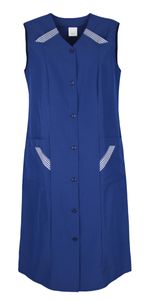 Damenkittel ohne Arm Kochschürze Kittel Schürze Knopfkittel einfarbig Hauskleid, Größe:40, Farbe:marineblau