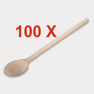 100 Stück = Kochlöffel, runde Form aus Holz 30 cm