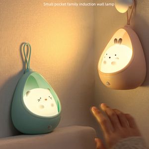 2x LED Nachtlicht mit Bewegungsmelder, Aufladbar USB Nachtlicht Kinder mit 3 Modi (Auto/ON/OFF), Warmes Nachtlampe, Kinder Geschenk