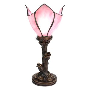 HAES DECO - Tiffany Tischlampe 32 cm Rosa Glas Tiffany Schreibtischlampe Tiffany Lampen Buntglas