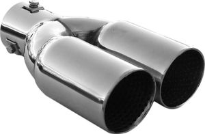 Rumplex Auspuffblende Doppelrohr Doppel Rund Edelstahl Sportauspuff Auspuff Endrohr Ende Endrohrblende Auspuffspitzen Endrohrblenden Schalldämpfer Spitze Universell Auspuffrohr Chrom Rostfrei