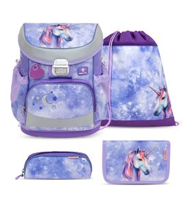 Belmil Schulranzen Set MINI FIT 2024 Mistyc Luna (Motiv: Einhorn) für Mädchen ab 1. Klasse Grundschule Einschulung