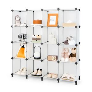 COSTWAY DIY Würfelregal mit 16 Fächern, Regalsystem stapelbar, Steckregal Schuhregal für Wohnzimmer, Schlafzimmer