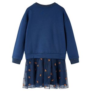 vidaXL Kinderkleid mit Langen Ärmeln Marineblau 116