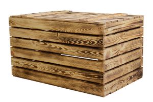 Grosse Holztruhe geflammt mit Deckel Aufbewahrungskiste Truhe Schatztruhe Holzbox 80x50x39cm