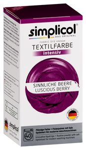 simplicol Textilfarbe intensiv: DIY Färbemittel in 23 Farben inkl. Farb-Fixierer, Farbe:Sinnliche Beere (1806), Größe:1er Pack
