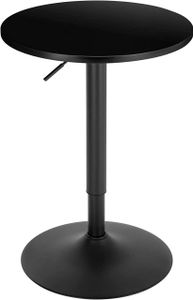 WOLTU Bartisch mit runder Tischplatte höhenverstellbar aus MDF Metall Schwarz