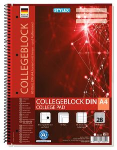 Stylex 43889 Collegeblock ,Spirale, DIN A4, kariert