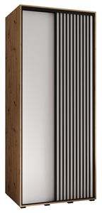 MEBLE KRYSPOL Lanko 1 Schrank mit 2 Schiebetüren  - 235,2x110x60 cm - Artisan Weiß Schwarz