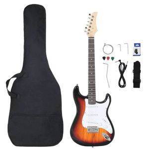 vidaXL E-Gitarre für Anfänger mit Tasche Braun und Weiß 4/4 39"