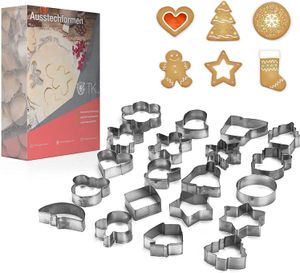 Weihnachtswunder® 20er Ausstechform Set - für Backen Weihnachten & XMAS - Steckform & Keksausstecher & Plätzchenausstecher & Ausstecher