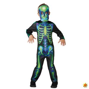 Rubies - Kinder Skelett-Kostüm - Neonfarben - Skelett in Neonfarben - L