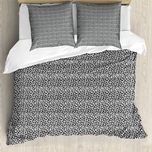 ABAKUHAUS Leopard-Druck Bettbezug, Wild Animal Abstrakt, Milbensicher Allergiker geeignet mit Kissenbezügen, 155 cm x 220 cm - 80 x 80 cm, Schwarz-Weiss