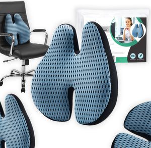 Lendenkissen aus Memory-Schaum für Bürostuhl & Autositz - Lordosenstütze Kissen Orthopädisches Rückenstütze - BLAU Ergonomisches Rückenkissen 40x43