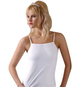 Anit 4 Stück Baumwolle Damen Ärmellose Unterhemden Trägerhemd Shirt, Farbe:Weiß, Größe:L