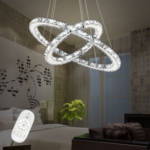 LZQ 48W LED Kristall Design Hängelampe Deckenlampe Deckenleuchte Pendelleuchte Kreative Kronleuchter Zwei Ringe Dimmable Lüster [Energieklasse A++]