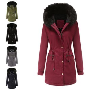 Damen Winter Warmer Mantel Mode Mit Kapuze Warme Jacke Windjacke Reißverschluss,Farbe:Navy Blau,Größe:Xxl