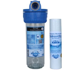 Wasserfilter Wasserfiltergehäuse 10 Zoll - 1 Zoll Innengewinde Ohne Zubehör Inkl. 5µ Filterkerze