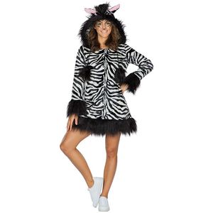 Damen Kostüm Zebra Tier Kleid schwarz Karneval Fasching  Gr. 42/44
