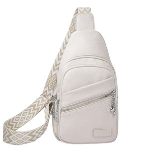 PU Sling Bag Rucksack Damen und Herren – Schulterrucksack Umhängetasche Crossbag Perfekt für Outdoorsport, Wandern, Radfahren, Bergsteigen,Weiß