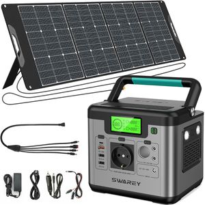 SWAREY S500 Pro 500W (Spitzenwert 1000W) Tragbarer Stromerzeuger Powerstation Solarspeicher Ladegerät Mit 200W Solar Panel 518Wh Solar Stromgenerator Backup LiFePo4 Battery Pack Solargenerator, Widely Use for Camping Power Outage Home Off-grid