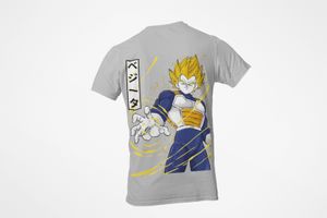 Męska koszulka z bawełny organicznej Vegeta Warrior Son Goku Dragon Ball Anime Majin Streetwear