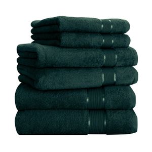 Handtuch 6er set 2x Duschtuch 2x Handtuch 2x Gästetuch 100% Baumwolle Frottee, Farbe:Dunkelgrün