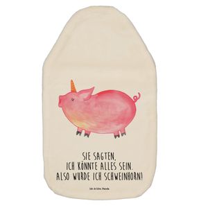 Mr. & Mrs. Panda Wärmflasche Einhorn Schweinhorn - Weiß - Geschenk, Wärmekissen, Wärmflasche mit Bezug, Einhorn Deko, Einhörner, Wärmflaschenbezug, Kinderwärmflasche