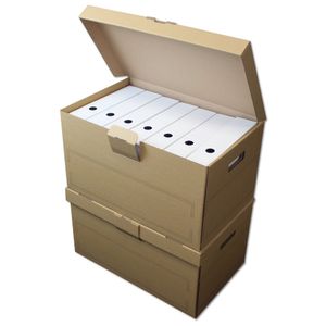 5x Klappdeckelcontainer Premium, braun Archivbox Archivschachtel