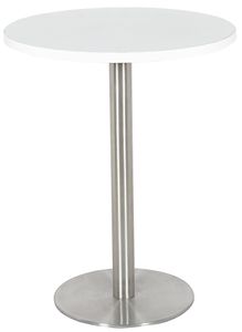 SixBros. Bartisch Bistrotisch Tisch Weiß Rund Edelstahlfuß 60x60x75 M-BT75/8411