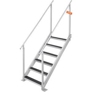 VEVOR 6-stopniowa drabinka kąpielowa z dwoma poręczami Drabinka do łodzi 800x1850x2092mm Drabinka basenowa ze stopu aluminium Drabinka schodowa 250kg udźwig 10cm pedały Idealna do portów Baseny jachtowe