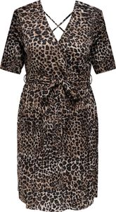 ONLY CARMAKOMA Legeres Wickelkleid mit Bindeband und Leopardenmuster  Größe: 54