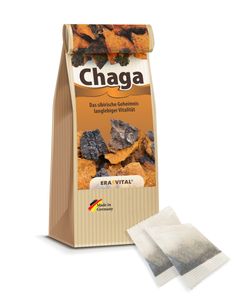 Chaga-Pilz portioniert in 20 Beuteln je 1g natürlich wild gesammelt Qualität vom Fachhandel inkl. Broschüre mit vielen Rezepten