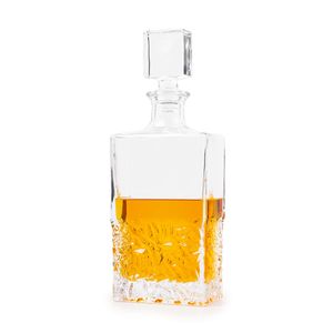 Whisky Karaffe mit Stopfen 700ml für Scotch, Cocktail, Rum, Bourbon, Cognac, Wodka und Likör, Whiskyflasche, Kristall-Dekanter - Dickes Glas Modell 2