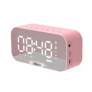 Digitalwecker mit Thermometer Sleep Timer, Snooze und LED Display Spiegel Wecker-Digitaler Wecker Radiowecker,Pink