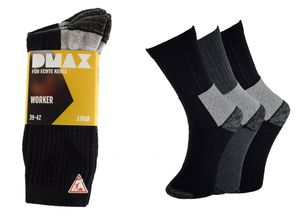 DMAX 12 Paar Arbeitssocken / Socken, Schwarz 43-46, Socken für echte Kerle