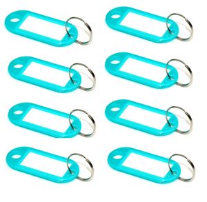 balenie 50 štítkov na kľúče Unicoloured - Turquoise - Štítky na kľúče s krúžkom na písanie | Krúžok na kľúče na písanie | Plastový krúžok na kľúče s vymeniteľnými štítkami
