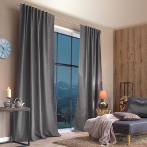Thermo Vorhang mit Schlaufenband Kälte- und Hitzeschutz einfarbig dunkelgrau 135x245cm