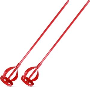 Navaris 2x Rührstab Bohrmaschinen Paint Mixer - Quirl 6x40cm aus Stahl 2er Set - Mörtelrührer für Farbe Lack Lasuren - Bohrmaschinen Farbrührer klein