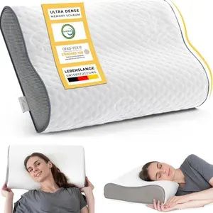 COMFYCENTRE Ortopedický vankúš na krk z pamäťovej peny 40x60cm - Ergonomický vankúš - Vankúš pre spáčov na boku - Podpera na krk