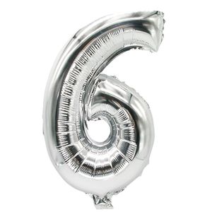 Balon foliowy 35 cm x 20 cm srebrny "6"