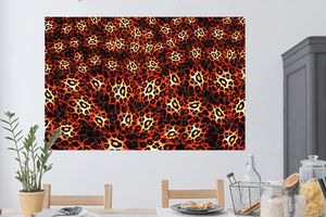 Wandtattoo Wandsticker Wandaufkleber Leopardenmuster - Design - Orange 120x80 cm Selbstklebend und Repositionierbar