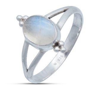 Ring BATO aus 925er Sterling Silber, Ringgröße:58, Stein:Regenbogen Mondstein