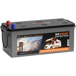 EXAKT AGM Batterie 200Ah 12V statt 180Ah 170Ah Solarbatterie Wohnmobil Batterie